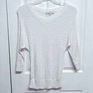 Ann Taylor Loft White Drop Sleeve Knit Tunic Top Size XS